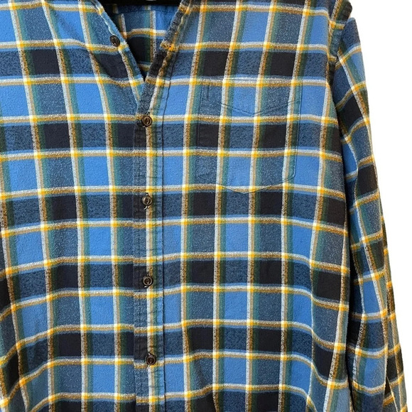 Goodthreads Men’s Heavyweight Brushed Flannel Shirt Jacket in Blue/Yellow Size M - Picture 6 of 13